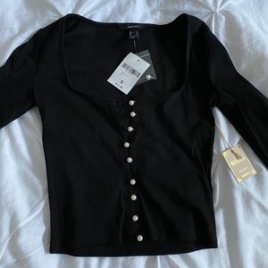 black button up pearl long sleeve
